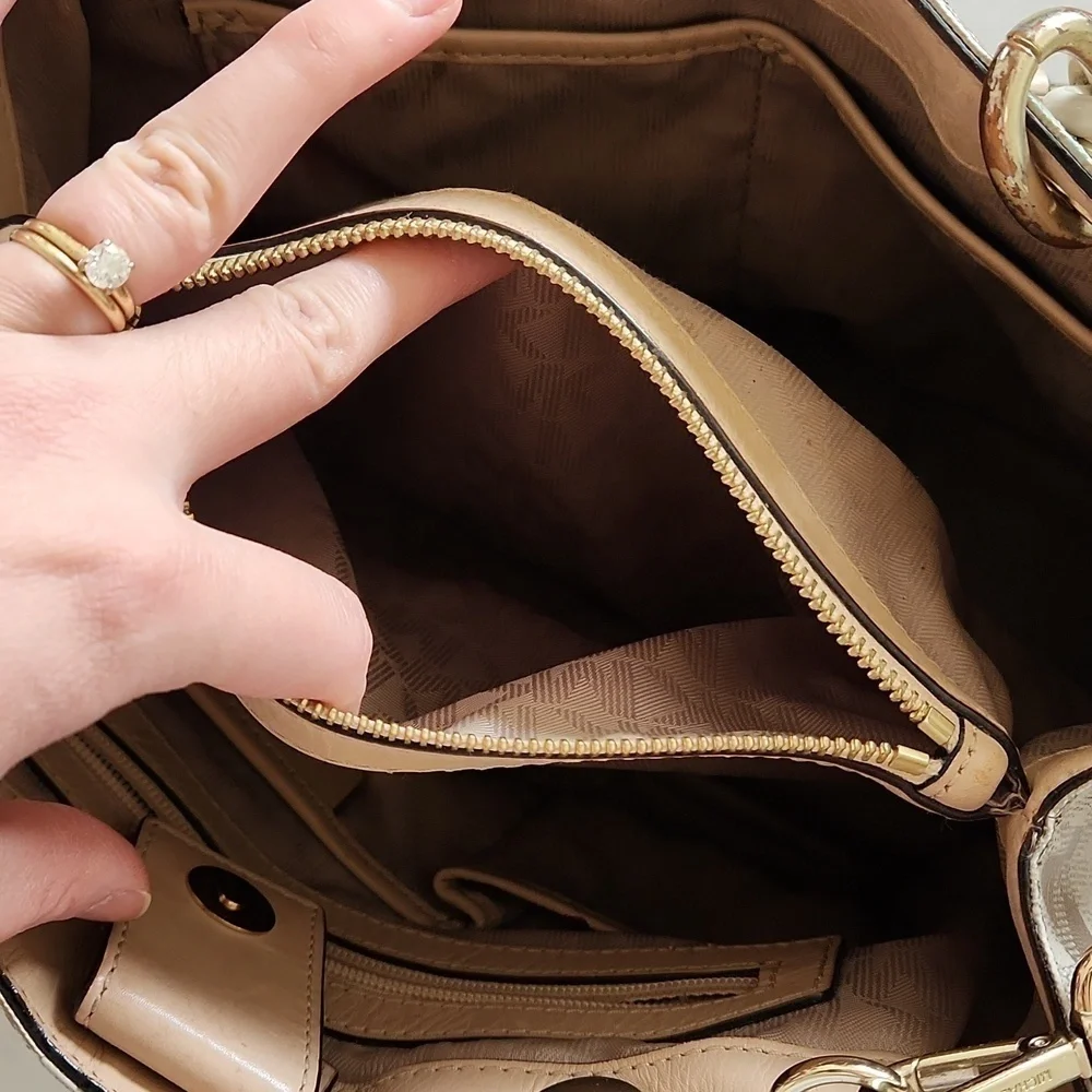 MICHAEL Kors Cynthia Sachel Gold and Tan. MSRP 450